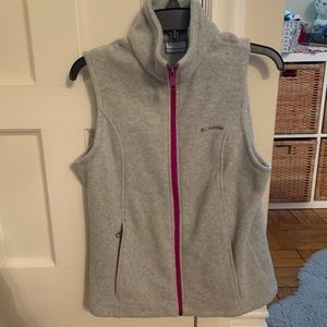 Columbia size medium gray vest with purple zipper